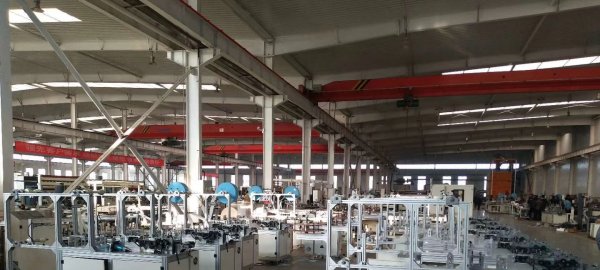 Automatic disposable face mask making machine under production