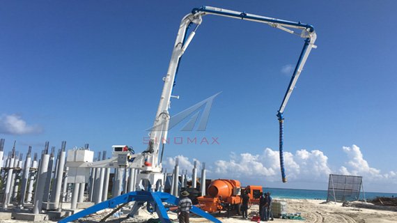 Spider Boom working with Concrete Pump with Mixer