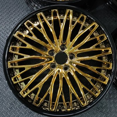 volkswagen Gold chrome 2 pieces car forged wheels from China