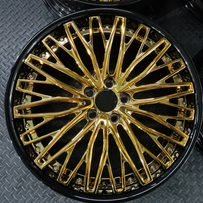 volkswagen Gold chrome 2 pieces car forged wheels from China (1)