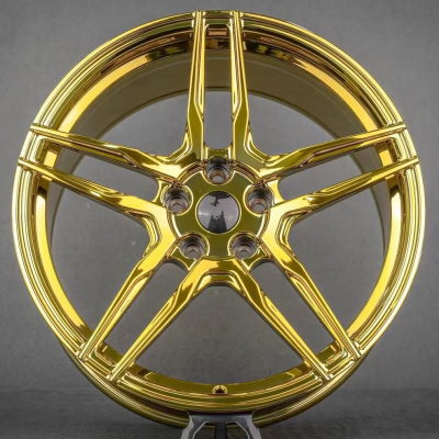 Bolun Mustang gold chrome 16-24 inch custom one piece forged car wheels (2)