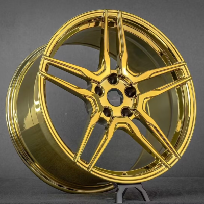 Bolun Mustang gold chrome 16-24 inch custom one piece forged car wheels (1)