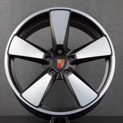 Black machined face Porsche car wheels (1)