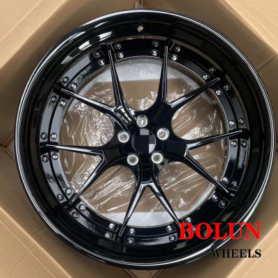 Nissan gtr golss black 21 staggered wide body inch forged car wheels (1)