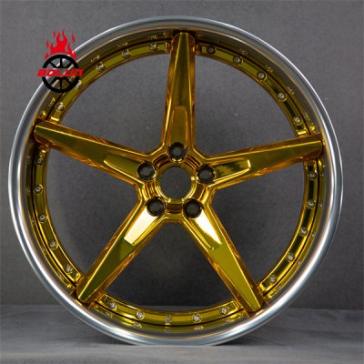 Glod chrome 2 pieces forged wheels