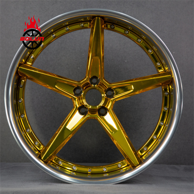 Glod chrome 2 pieces forged wheels (1)